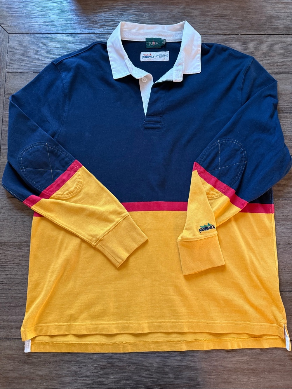 J.Crew / Merrimack Colorblock Rugby Polo Shirt - Navy, Yellow & Red